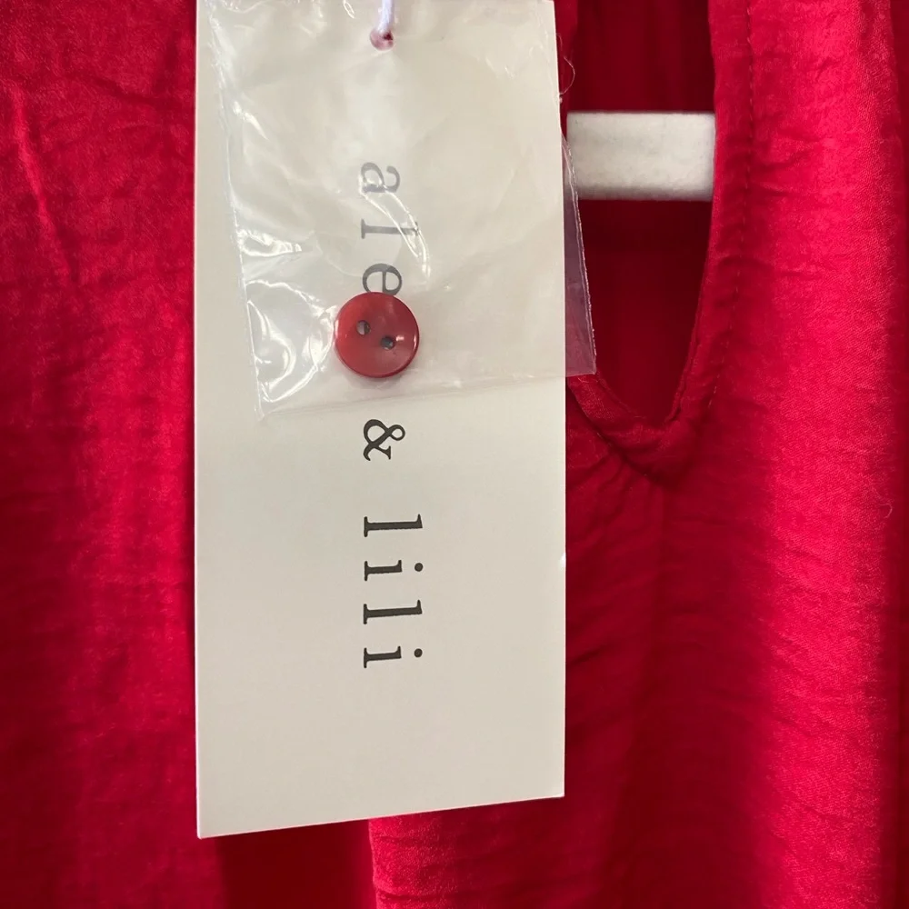 Title: Alex & Lili Red Smocked High Neck Blouse – NWT Size XL - Picture 11 of 12